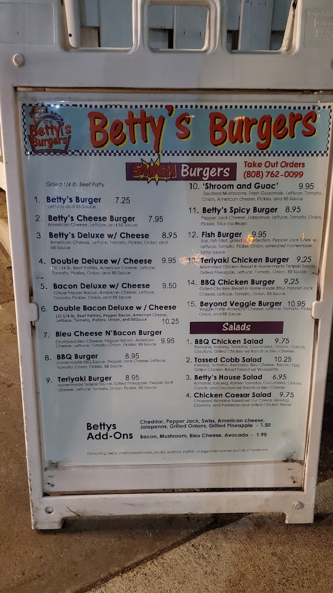 Betty's Burgers Honolulu Menu - Image 5